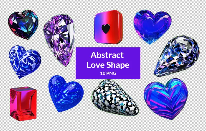 Romantic 3D Love Shape Design Elements Pack